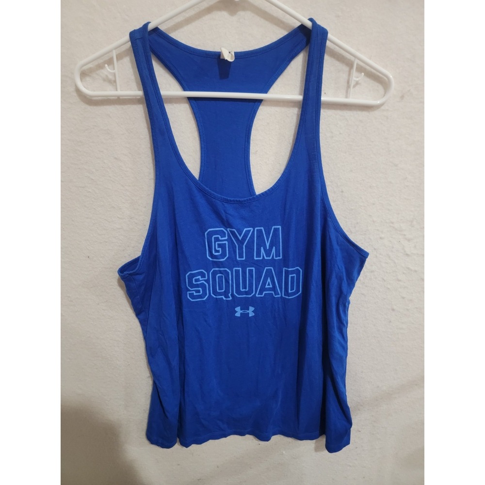 Under Armour Gym‎ Squad Tank Top Womens XL Blue HeatGear Racerback Loose Fit